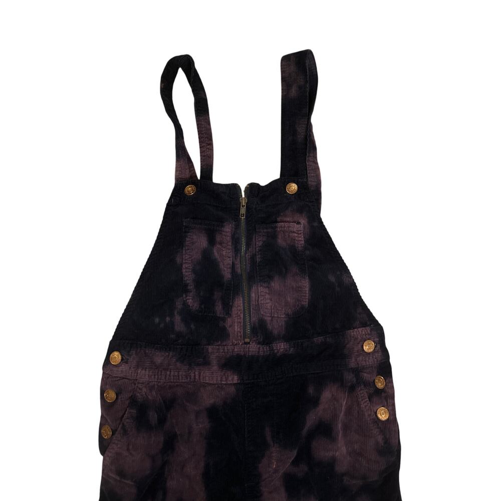 Women US-26 Anthropologie Pilcro Purple Tie Dye Grunge Corduroy Slim Overalls - Picture 2 of 7